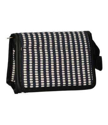 Traveller Spiegeltas stripe blauw creme 16.5x11cm