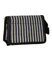 Traveller Spiegeltas stripe blauw creme 16.5x11cm