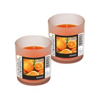 Conpax Candles Geurkaars - 2x - in glas - Sinaasappel aroma - 8 branduren - 7 x 8 cm