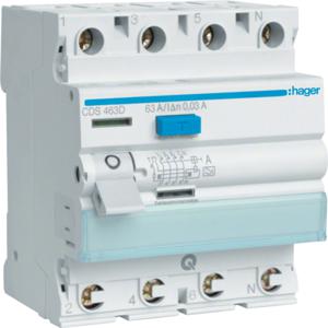 Hager CDS463D zekering Aardlekschakelaar Type A 4 module(s)