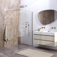 Inloopdouche Brauer Frame Set 1 Helder Glas 120x200 Met Muurprofiel En Lijst Rondom Goud Geborsteld Brauer