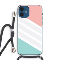 Strepen pastel: iPhone 12 mini Transparant Hoesje met koord