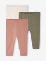 Set van 3 effen leggings Basics baby oudroze