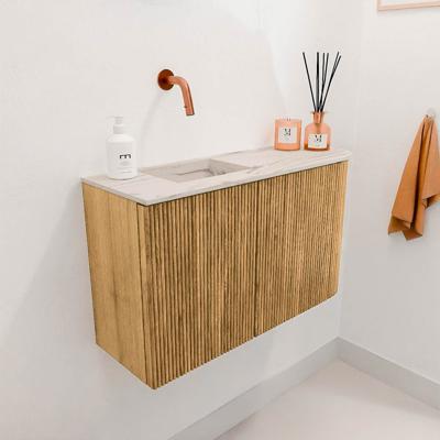 Toiletmeubel Mondiaz Joya Dlux | 71.6 cm | Meubelkleur Oak | Faye wastafel Nata Wasbak Links | Zonder kraangat(en)