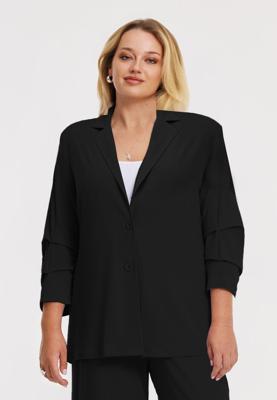 Yoek Blazer geplooide mouw | Zwart | Maat 46/48