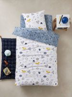 Set met dekbedovertrek + kussensloop voor kinderbed COSMOS Basics blauw/meerkleurig - thumbnail