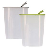 Voedselcontainer strooibus - groen en grijs - 2,2 liter - kunststof - 20 x 9.5 x 23.5 cm - Voorraadpot - thumbnail