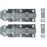 Deltafix schuifslot/hangslotschuif - 2x - 12 x 4.5cm - verzinkt staal - deur - schutting - hek - thumbnail