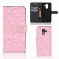 Samsung Galaxy A6 Plus 2018 Hoesje White Flowers | Portemonnee hoesje