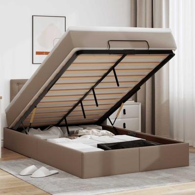 Ottoman bed met matras 120x190 cm kunstleer cappuccinokleurig
