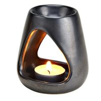 Geurbrander voor amberblokjes/geurolie - keramiek - zilver - 9 x 10 x 9 cm - thumbnail