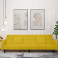 Slaapbank 2-zits met 2 kussens fluweel geel