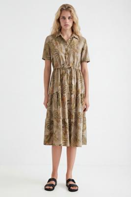 Jurk van Tencel ™ met camoflower - BROWN - XL