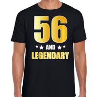 56 and legendary verjaardag cadeau t-shirt - zwart - gouden letters - heren - 56 jaar geworden