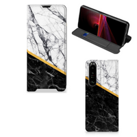 Sony Xperia 1 III Standcase Marmer Wit Zwart - Origineel Cadeau Man