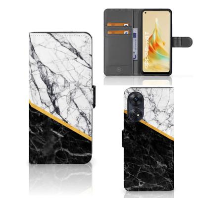 OPPO Reno8 T 4G | Bookcase | Marmer Wit Zwart - Origineel Cadeau Man