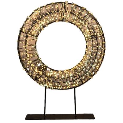 Verlichte krans/decoratie ring - metaal - warm wit licht - D28 cm - 800 micro led lampjes