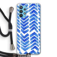 Blauwe pijlen: Samsung Galaxy A32 4G Transparant Hoesje met koord