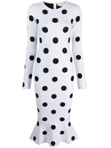 Marni robe mi-longue à pois - Blanc