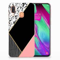 Samsung Galaxy A40 TPU Hoesje Zwart Roze Vormen