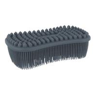 Schoonmaak afwas pannen/schalen spons - silicone- 2 zijdig - zwart - 14 x 7 cm