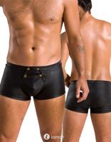 * PASSION MENSWEAR Zwarte lederlook Heren short, PA050
