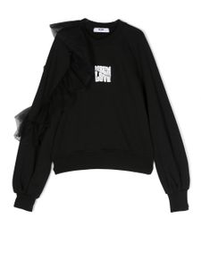 MSGM Kids sweat volanté à logo imprimé - Noir