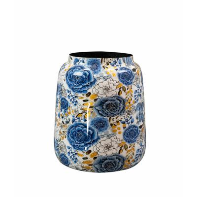 Vaas Dutch Blue - blauw - metaal/epoxy - D21 x H24 cm - bloemenvaas - Designed by Lammie