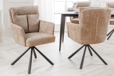 Draaistoel BIG GEORGE 360° met armleuningen structuurstof champagne greige - 44438