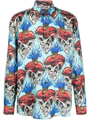 Philipp Plein chemise à imprimé tête de mort - Bleu