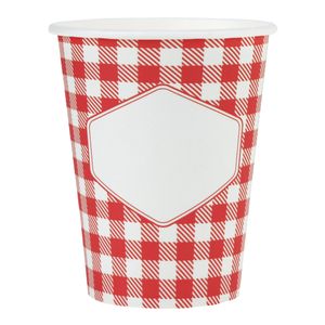 Boerenbont Oktoberfest thema wegwerp bekertjes - 10x stuks - 270 ml - gingham/vichy print