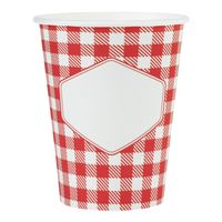 Boerenbont Oktoberfest thema wegwerp bekertjes - 10x stuks - 270 ml - gingham/vichy print