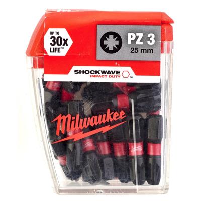 Milwaukee SHOCKWAVE™ IMPACT DUTY schroefbits PZ3 x 25 mm VE=25 - 4932430869