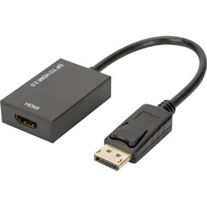 Digitus AK-340415-002-S DisplayPort / HDMI Adapter [1x DisplayPort stekker - 1x HDMI-bus] Zwart 4K UHD, Afgeschermd (dubbel), Afsluitbaar 20.00 cm