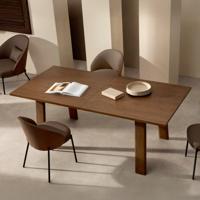 Kave Home Uitschuifbare Eettafel 'Arlen' Eiken, 200 - 250 x 95cm, kleur Walnoot