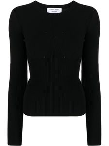 Marine Serre ribbed-knit long-sleeved top - Noir