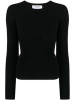 Marine Serre ribbed-knit long-sleeved top - Noir - thumbnail