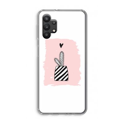 Zwart-wit cactus: Samsung Galaxy A32 5G Transparant Hoesje