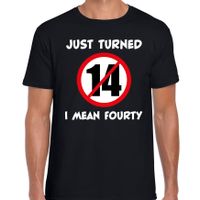 Just turned 14 I mean 40 verjaardag cadeau t-shirt zwart heren - thumbnail