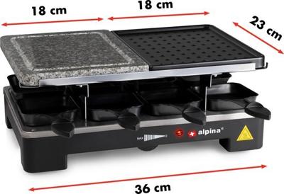 Alpina Raclette/steengrill inclusief pannetjes en spatels