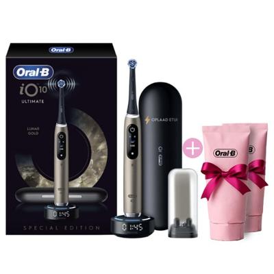 Oral-B iO 10 Lunar Gold + 2x GRATIS Oral-B 3D-White Arctic Fresh Tandpasta Oral-B iO 10 Lunar Gold + 2x GRATIS Oral-B 3D-White Arctic Fresh Tandpasta