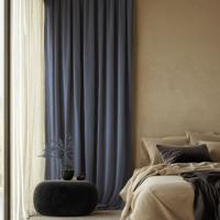 Velvet Gordijnen Verduisterend - Haken of Ringen - Grijs maat: 250 x 150 cm - materiaal: Polyether - Dekbed-Discounter.nl
