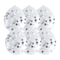 Ballonnen confetti - zilver - set van 6