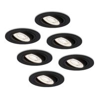 Set van 6 Miro LED inbouwspots - Extra plat 58mm - GU10 LED Module - 6000K daglicht wit - Dimbaar - Rond - Kantelbaar - Voor binnen - Zwart