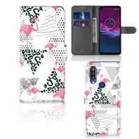 Motorola One Action | Telefoonhoesje | Met pasjeshouder | Flamingo Triangle