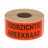Etiketten 'voorzichtig breekbaar' 50 x 130 mm 500 stuks per rol