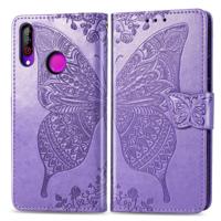 Butterfly Love bloemen reliëf horizontale Flip lederen case voor LG B30 met houder & kaartsleuven & portemonnee & Lanyard (licht paars)