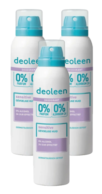 Deoleen Deodorant Aerosol Sensitive 0% Multiverpakking