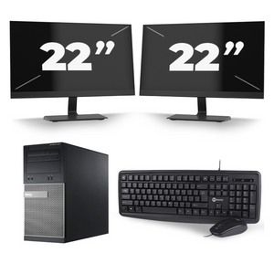 Dell Optiplex 3020 Micro Tower - Intel Core i7-4e Generatie - 16GB RAM - 512GB SSD - Windows 10 + 2x 22 inch Monitor