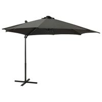 VidaXL Zweefparasol met paal en LED-verlichting 300 cm antracietkleur